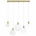 Lustre 5 globes cooper en verre et métal doré