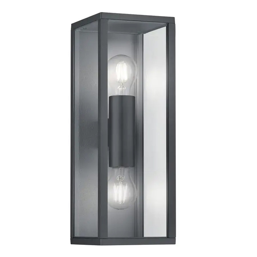 GARONNE - Applique 2 lampes en fonte d'aluminium anthracite, verre transparent étanche