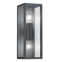 Applique 2 lampes Garonne en fonte d'aluminium anthracite, verre transparent étanche
