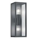 [EVXL201] GARONNE - Applique 2 lampes en fonte d'aluminium anthracite, verre transparent étanche IP44