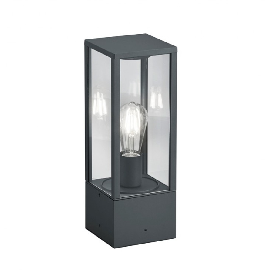 GARONNE - Borne de jardin en fonte d'aluminium anthracite, verre transparent étanche IP44