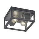 [EVXL204] GARONNE - Plafonnier 2 lampes en fonte d'aluminium anthracite, verre transparent étanche IP44