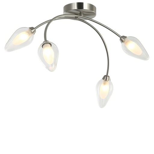 Lustre / Plafonnier 4 lampes Gallina en métal nickel satiné