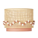 Suspension louna rose cannage en rotin beige avec pompons
