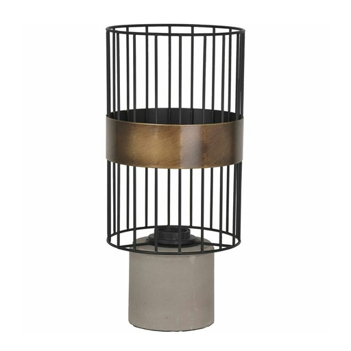 RAW - Lampe à poser en ciment et métal filaire noir mat, bronze patiné