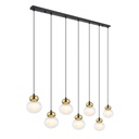 Lustre 7 lampes jaucy en métal noir, bronze et verre transparent