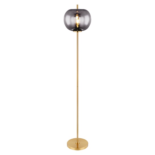 Lampadaire Blacky en métal laiton et verre fumé