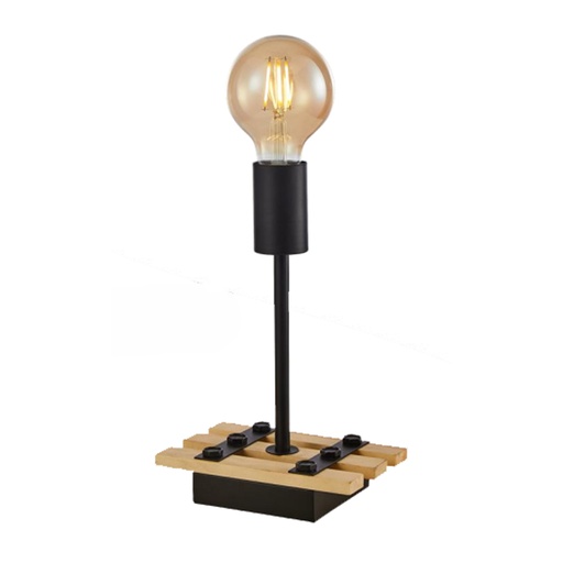 Lampe à poser Floor en bois naturel et métal noir