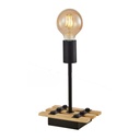 [STVN105] FLOOR - Lampe à poser en bois naturel et métal noir H25