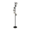 [CHAM515] NASSAU - Lampadaire 6 lampes en métal noir et verre fumé H155