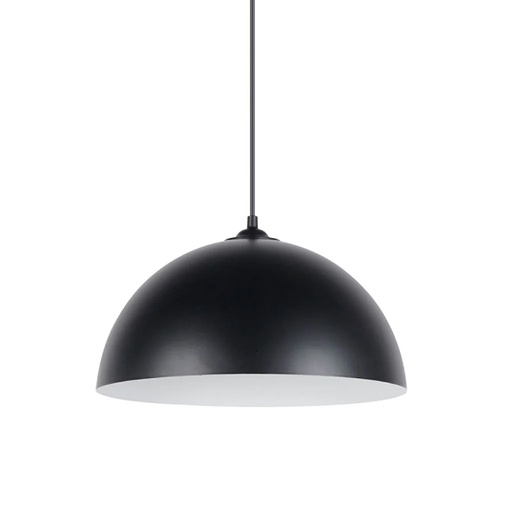 Suspension Icone en forme de dôme en métal noir avec intérieur blanc