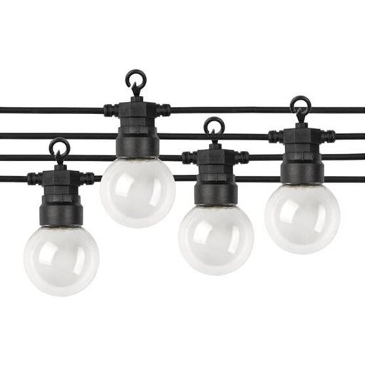 Guirlande 20 ampoules LED 6W noir Lumière Blanche Froide étanche IP65