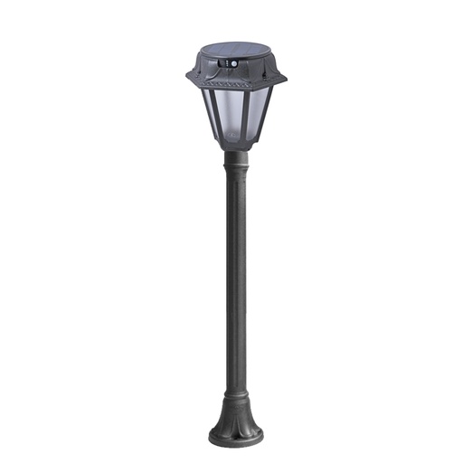 MIZAR ROSETTA - Lampadaire LED solaire noir avec capteur de mouvement étanche IP55