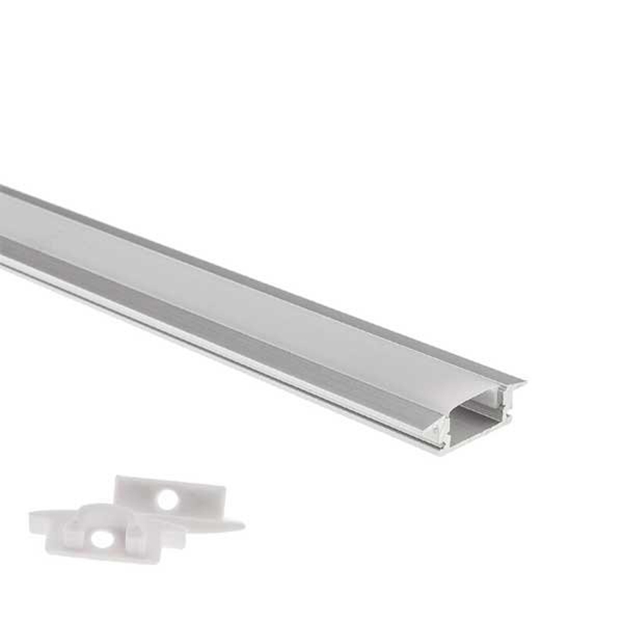 Profil pour ruban LED encastré en aluminium gris 2m