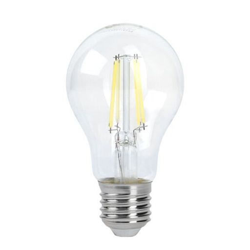 Ampoule LED filament E27 A60 8W verre transparent Lumière Jaune