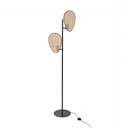 Lampadaire Naytto en métal noir et cannage naturel