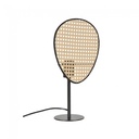 Lampe à poser Naytto en métal noir et cannage naturel