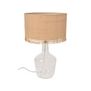 Lampe Ibiza en verre et raphia franges naturel