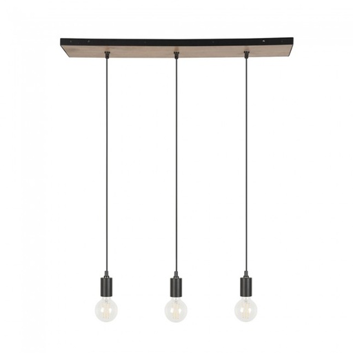 CONRAD - Lustre 3 lampes en métal et bois certifié L80cm