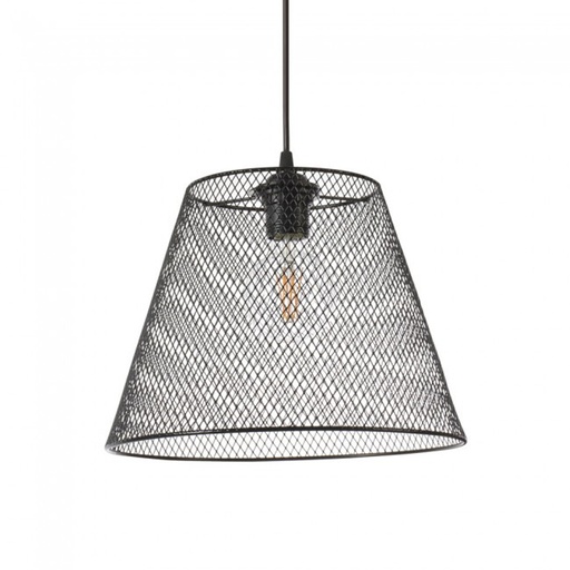 Suspension Secret conique en métal grillagé noir mat