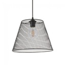 Suspension Secret conique en métal grillagé noir mat