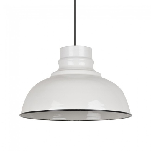 Suspension Canteen forme dôme en tôle émaillée blanc