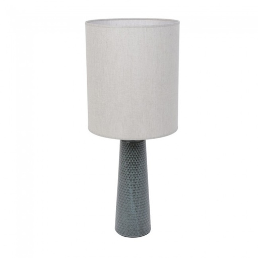 Lampe à poser Ondine en céramique brillante et tissu aqua