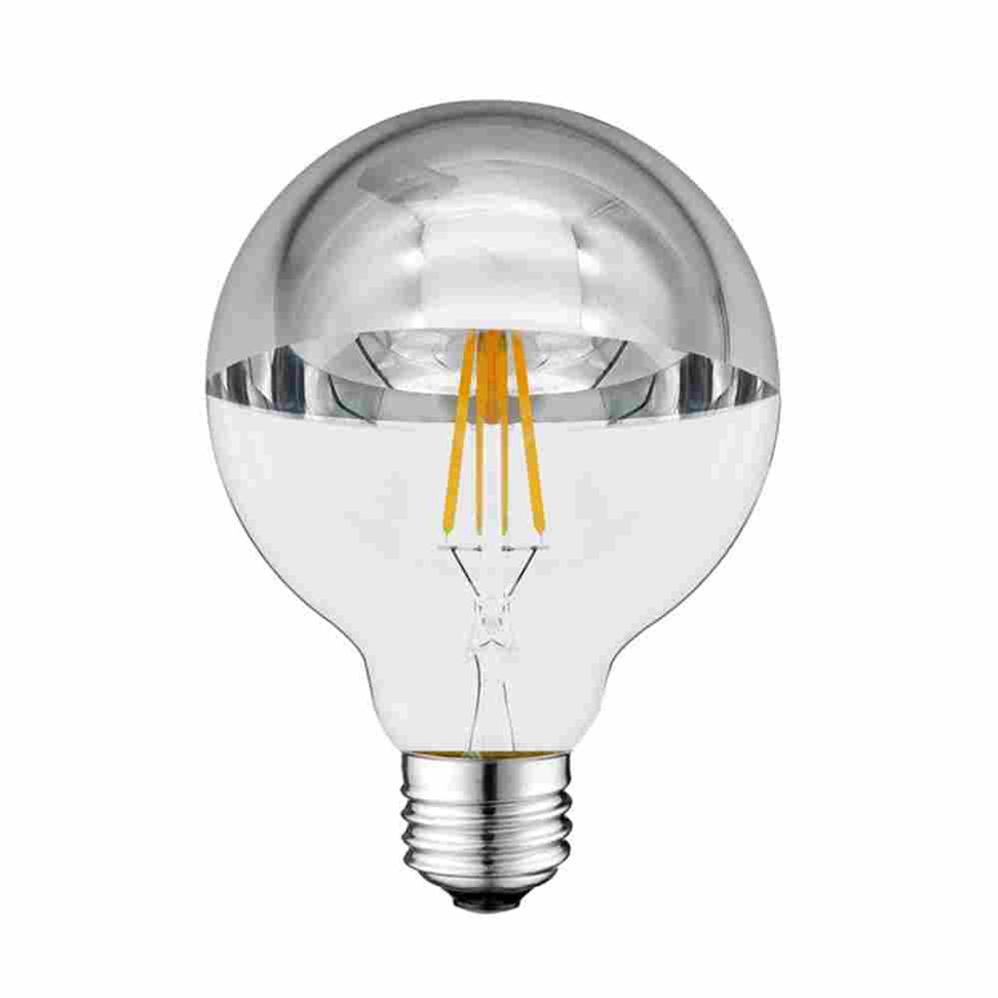 Ampoule Led filament G95 E27 7W verre argenté Lumière Jaune