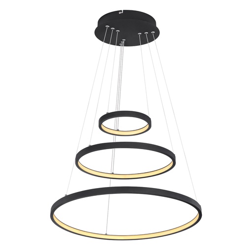 Lustre LED 57W ralph en métal noir Lumière Jaune