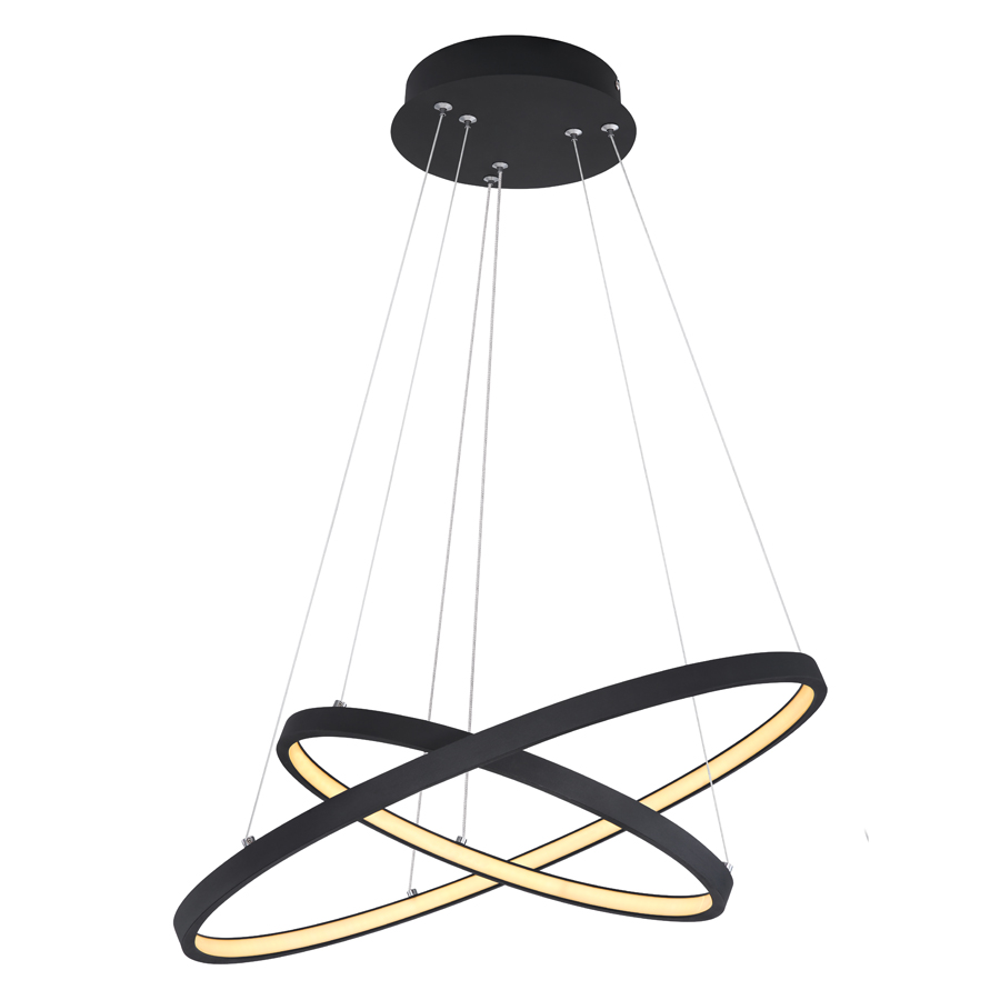 Lustre ralph LED 42W en métal noir Lumière Jaune