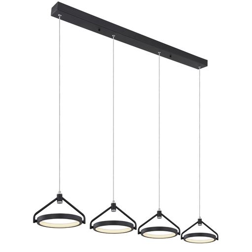 Lustre LED 50W kassi en métal noir Lumière avec 4 intensités