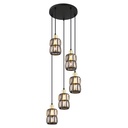Lustre 5 lampes wolli métal noir et cristaux de verre