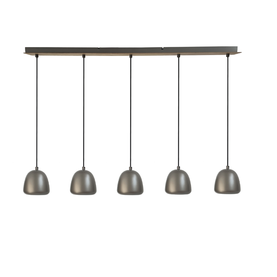 Lustre 5 lampes montecito en métal gris et MDF Blanc