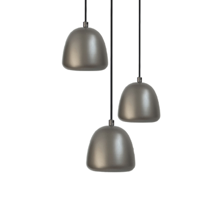 Lustre 3 lampes montecito en métal gris et MDF Blanc