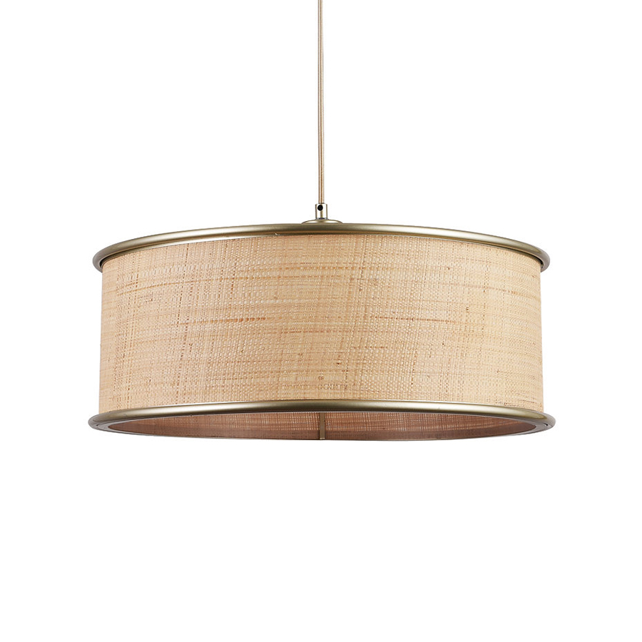 Suspension Bob en métal champagne et fibre naturelle