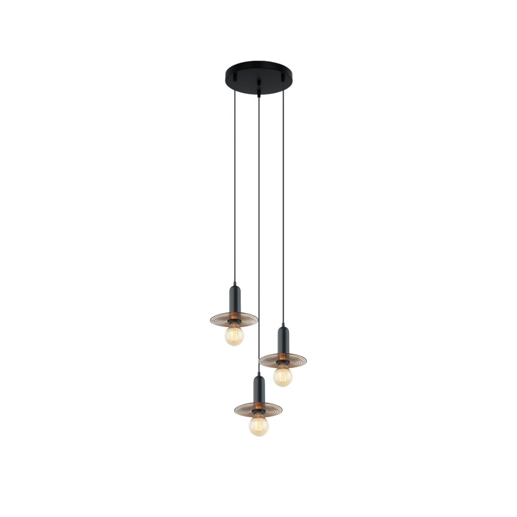 Lustre 3 lampes maninn en aluminium avec verre fumé