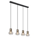 Lustre 4 lampes priska en métal noir