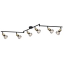 Spot / plafonnier 6 lampes Xara en métal noir et laiton vieilli
