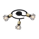 Spot/plafonnier Xara I 3 lampes métal noir laiton vieilli