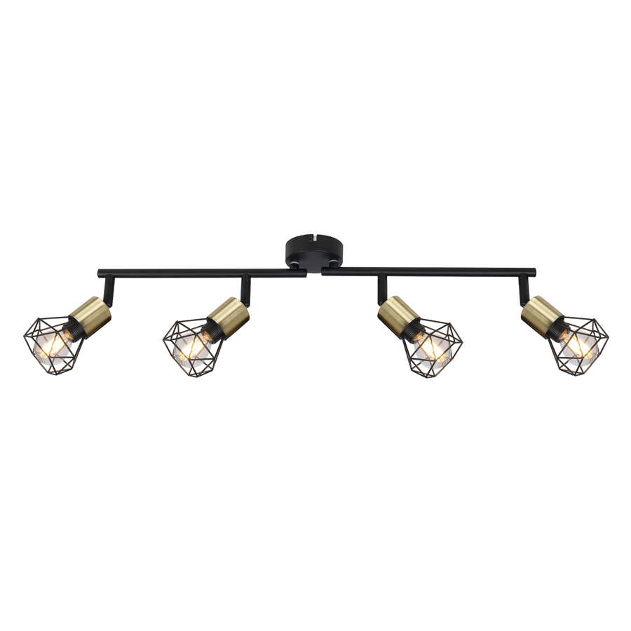 Spot / Plafonnier Xara I  4 lampes métal laiton vieilli