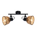 Spot / Plafonnier Wenna  2 lampes métal noir et bambou