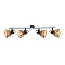 Spot /plafonnier Wenna 4 lampes en métal noir et bambou