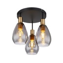 Lustre/plafonnier Fanni 3 lampes métal laiton et verre fumé
