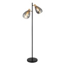 Lampadaire 2 Lampes Fanni en métal noir et verre laiton