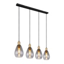 Lustre 4 lampes fanni en métal noir mat et verre fumé