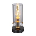 Lampe à poser Fanni en métal noir laiton et verre fumé