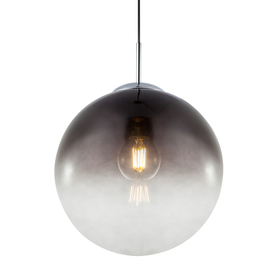 Suspension varus en métal chrome et verre transparent fumé