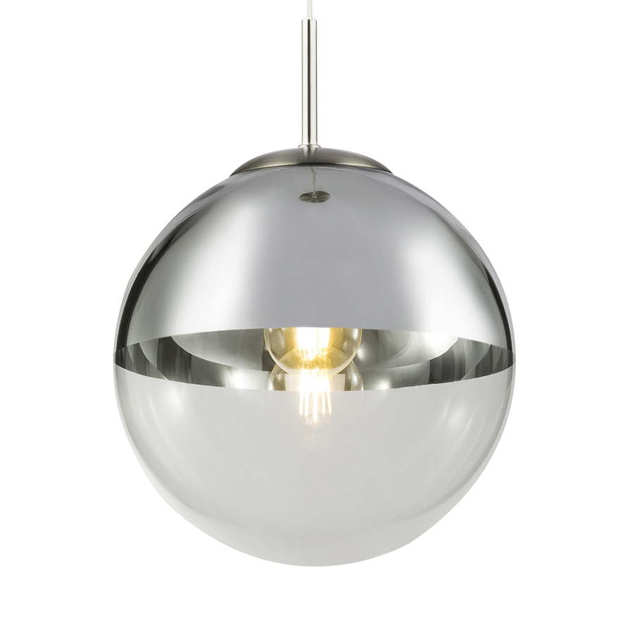 Suspension varus en métal nickel et verre transparent chrome