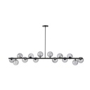 Lustre Thales 14 globes en verre fumé et métal noir