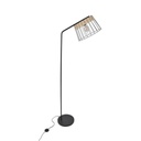 Lampadaire Indah en métal noir et rotin naturel
